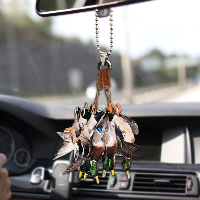 Talataca Duck Hunting 2D Flat Car Rear View Mirror Accessories Christmas Tree Ornament Decoration Hanging Charm Interior Rearview Pendant Decor Gift - Image 1